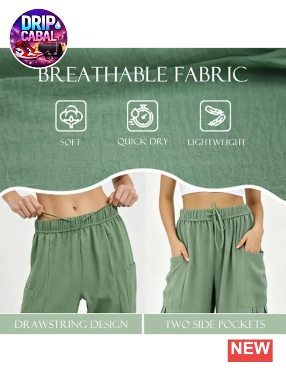 Wide Leg Cropped Pants Drawstring Casual Palazzo Lounge Trousers with Pockets